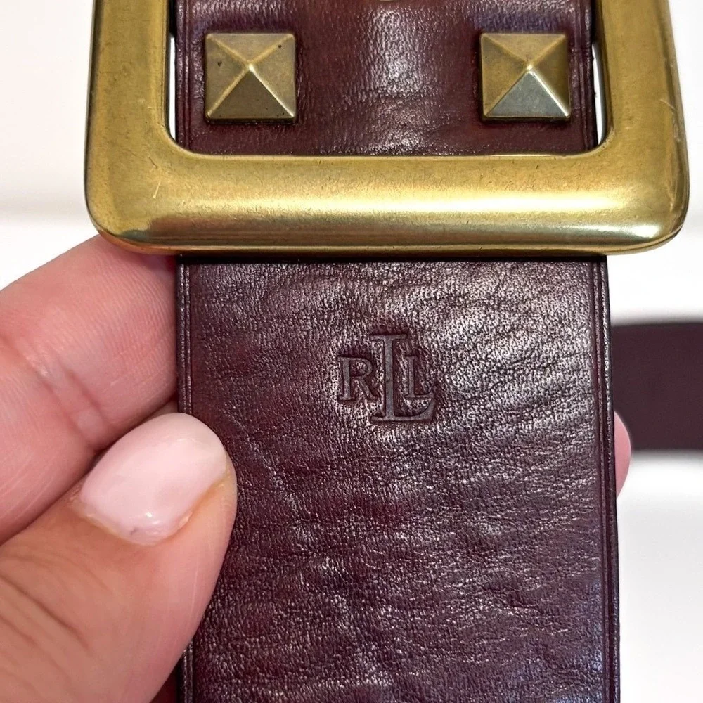 Ralph Lauren Equestrian Leather Brass‎ Belt Womens M Brown Double Buckle Bridle